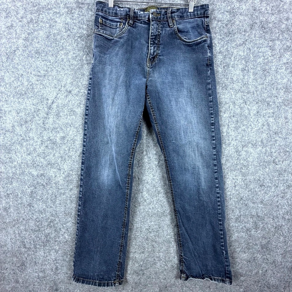 Urban Star Jeans Mens 34‎ Blue Denim Cotton Logo Stretch Mid Rise Straight Leg